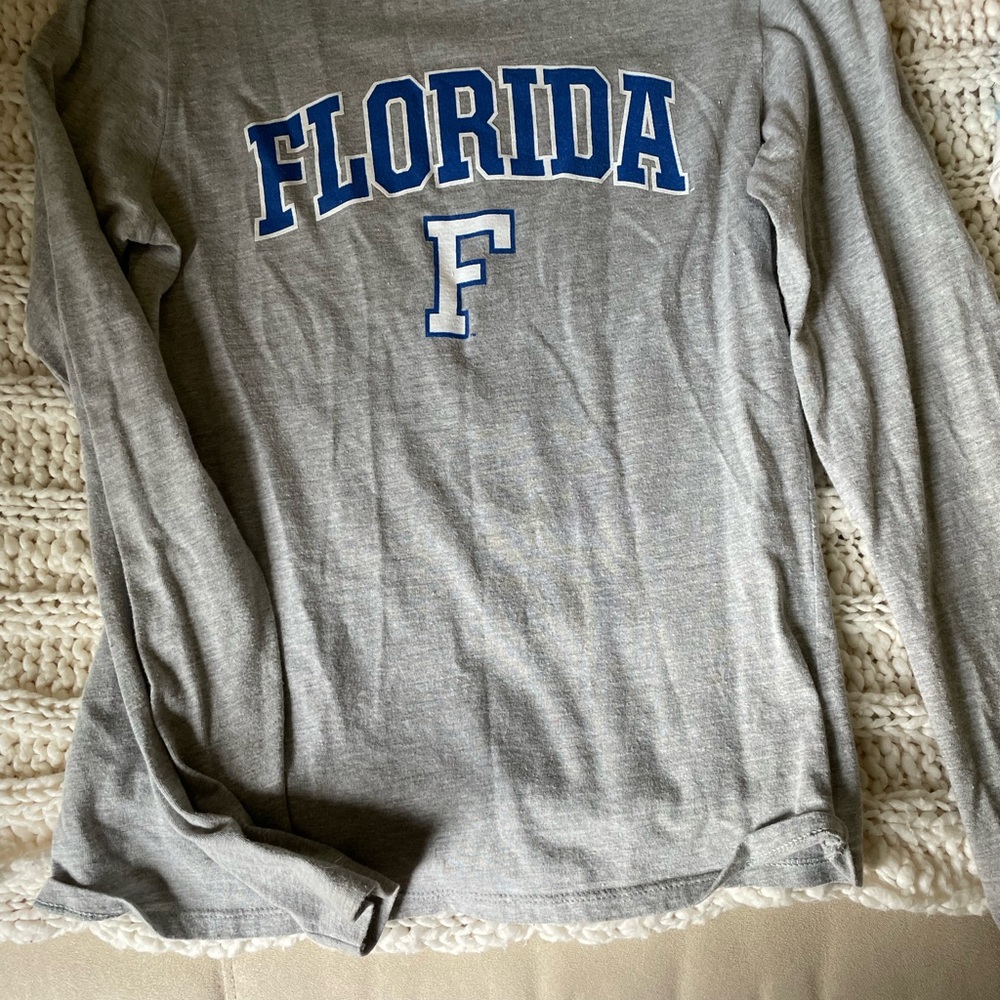 Champion Gray Long Sleeve Tee with Blue Print